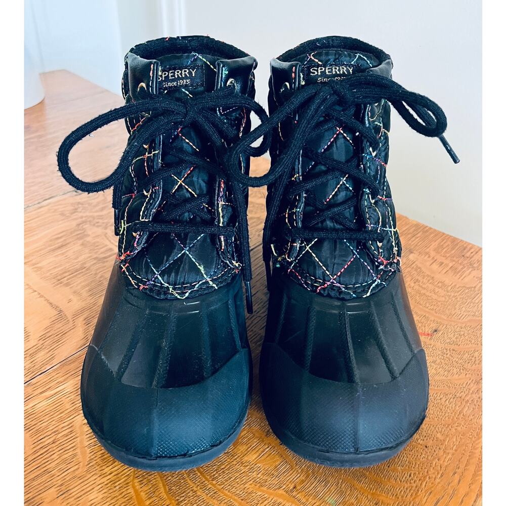 Girls' Sperry Port Rainbow Waterproof Weather Boots, Size 1